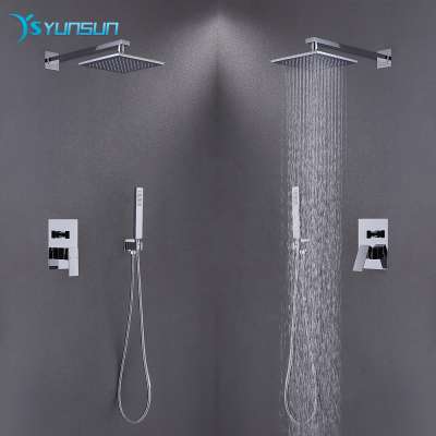 Cheap Price Rainfall Wall Mounted Top Shower and Hand Shower Brass Chrome Bathroom Shower Mixer Faucet