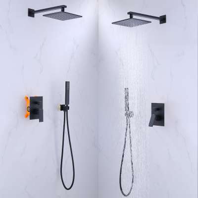 New Model Multi-function Brass Chrome Shower Faucet Sets Hidden Matte Black Family Bathroom Mixer Shower Sets