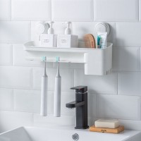 TAILI Popular Drill-free And Removable Bathroom Accessories Shower Caddy Toothbrush Holder with 4 Cups with Suction Cup