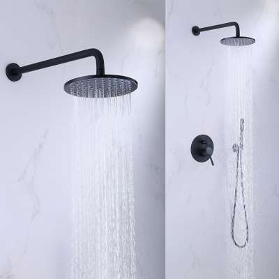 Kaiping factory direct black shower system modern shower faucet set with round rain shower head Multi-functionshower faucet