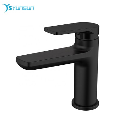 YUNSUN Single Handle Brass Water Tap Bathroom Matte Black Wash Basin Faucet