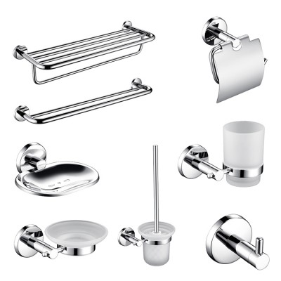 Chrome Modern Round Stainless And Zinc Bathroom Accessories