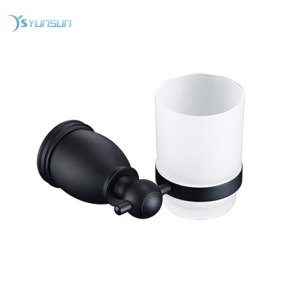 Wall Mounted  Black Toothbrush Tumbler Cup Holder Bathroom Sets Accessories