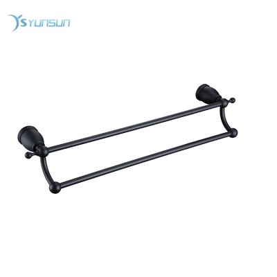 Chrome Modern Stainless Steel  Black Double Towel Bar Bathroom Accessories